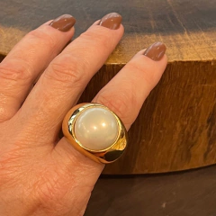 Anel Pérola Mabe - Banho Ouro na internet