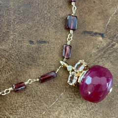 Colar Cristal Granada - Banho Ouro - comprar online