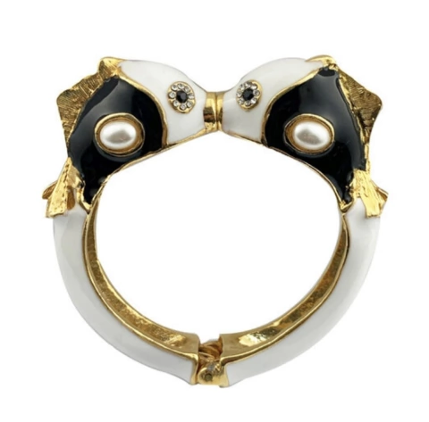 Pulseira Peixe Esmaltada Preta Branca