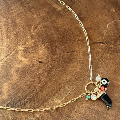 Colar Corrente Cartier Patuás - Banho Ouro