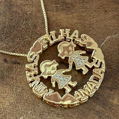 Colar Minhas Filhas Amadas - Banho Ouro - comprar online