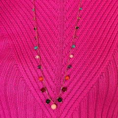 Colar Longo Pedras Naturais - Banho Ouro - comprar online