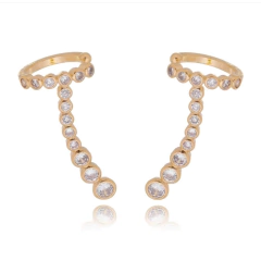 Brinco Ear Cuff Duo Zircônia - Banho Ouro - comprar online