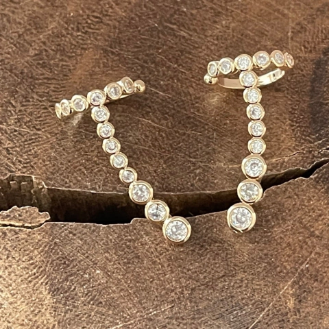 Brinco Ear Cuff Duo Zircônia - Banho Ouro