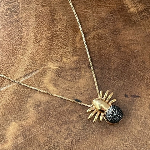 Colar Aranha - Banho Ouro