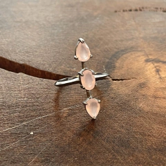 Anel Cristal Rosa Fosco- Ródio Negro