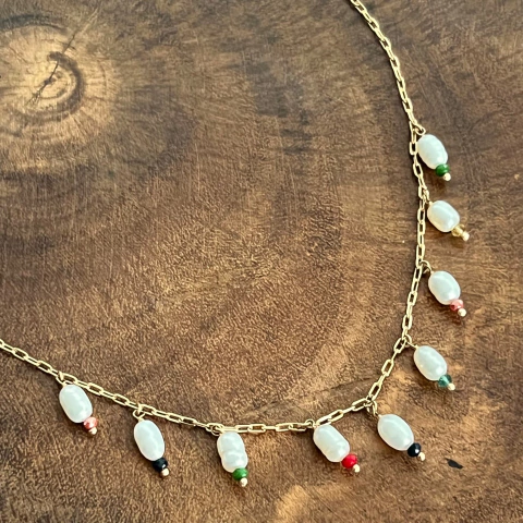 Colar Pérola com Cristais