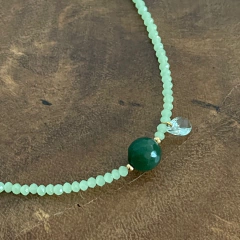 Colar Choker Cristal Verde Menta - Pedra Jade Verde na internet