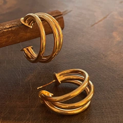 Argola Tripla - Banho Ouro - loja online