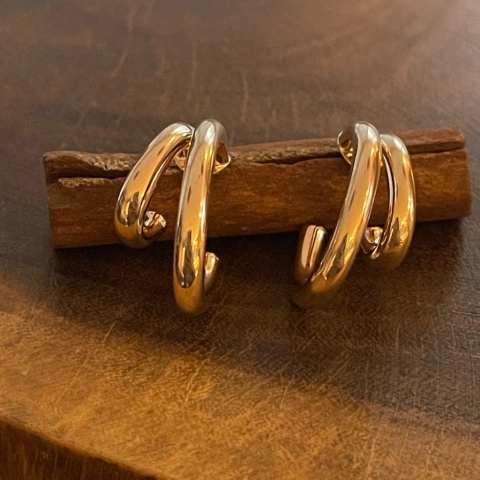 Argola Dupla - Banho Ouro