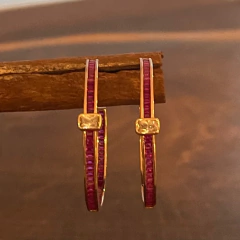 Brinco Argola Zircônia Pink - Banho Ouro