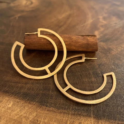 Brinco Argola Dupla Fosca - Banho Ouro