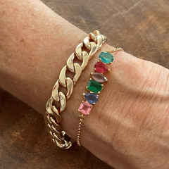 Pulseira Cristal Colorido - Banho Ouro - comprar online