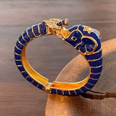 Bracelete Elefante Esmaltado - Banho Ouro