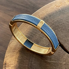 Bracelete Couro Azul