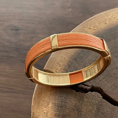 Bracelete Couro Laranja