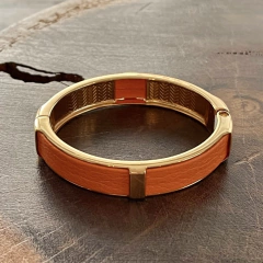 Bracelete Couro Laranja - comprar online