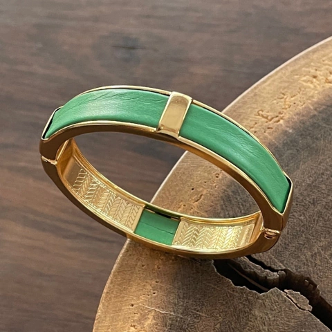 Bracelete Couro Verde