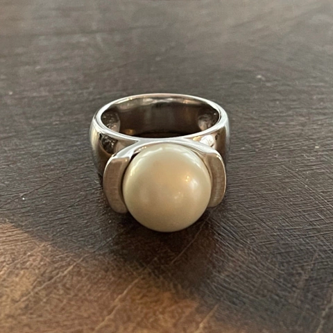 Anel Pérola - Banho Ródio