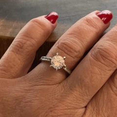 Anel Solitário - Banho Ródio - comprar online