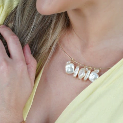 Colar Aro Dourado Pérolas - Banho Ouro - Daniela Lopes Acessórios