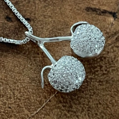 Colar Cereja Cravejada - Banho Ródio - comprar online