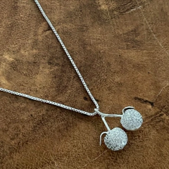 Colar Cereja Cravejada - Banho Ródio na internet