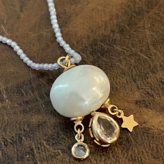 Colar Cristal Lilás e Pérola - Banho Ouro - comprar online