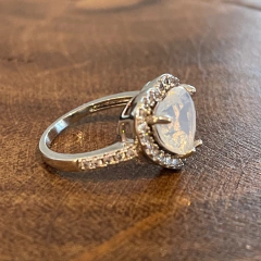 Anel Coração Pedra Lua com Zircônia - Ródio - comprar online