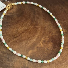 Colar Pérola Barroca e Cristais