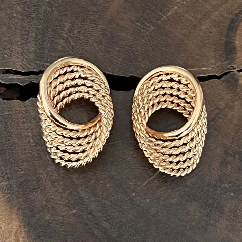 Brinco Argola Entrelaçada - Banho Ouro