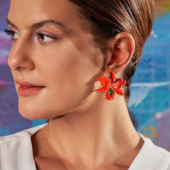 Brinco Orquidea Esmaltada Laranja- Cristal Fusion na internet