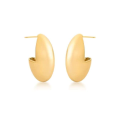 Brinco Meia Argola Lisa - Banho Ouro na internet