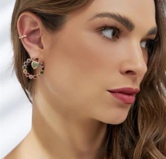 Brinco Coração Vazado Cristal Fusion - comprar online