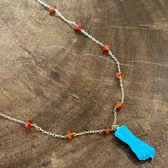 Colar Figa Turquesa e Cornalina