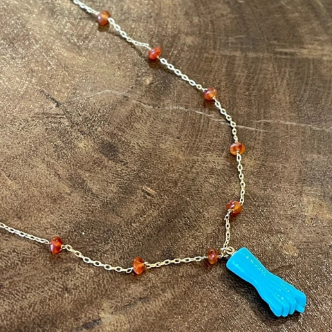 Colar Figa Turquesa e Cornalina