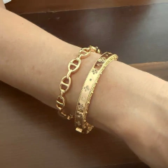 Bracelete Dourado Trevo Inspiração - Banho Ouro - Daniela Lopes Acessórios