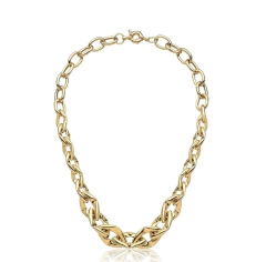 Corrente Elos Losangos Trabalhados e Lisos Banhados a Ouro 18k na internet