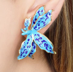 Brinco Esmaltado Orquídea Silvestre Azul - comprar online