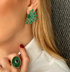 Brinco Leque Jade Verde - comprar online