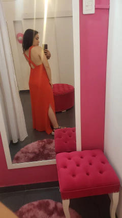 Vestido Largo Cruzado en Espalda de Lino - tienda online