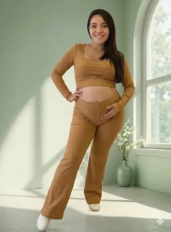Conjunto Top y Pantalón Oxford para Embarazo y Post Parto - comprar online