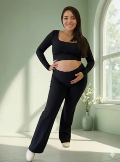 Imagen de Conjunto Top y Pantalón Oxford para Embarazo y Post Parto