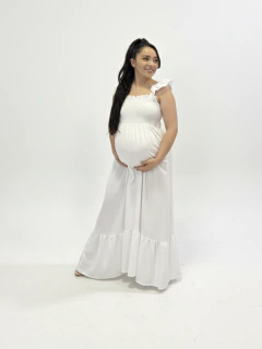 Vestido Largo Busto elastizado con Volados Embarazo y Lactancia - comprar online