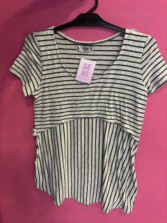 Remera Rayada Manga Corta para Amamantar