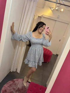Vestido Floreado con Volados Manga Larga en internet