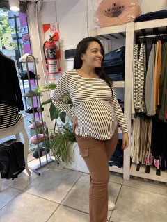 Remera Básica a Rayas para Amamantar - Seni Ropa Maternal