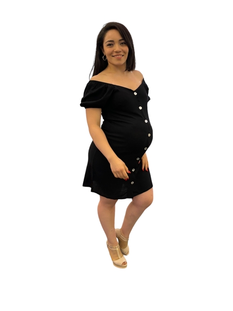 Vestido Corto de Lino Abotonado - comprar online