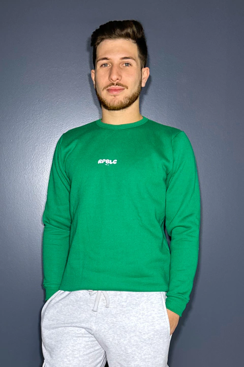 Blusão moletom peluciado verde unissex