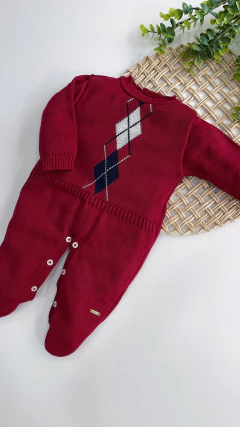 Macacão tricot vermelho losângo - comprar online